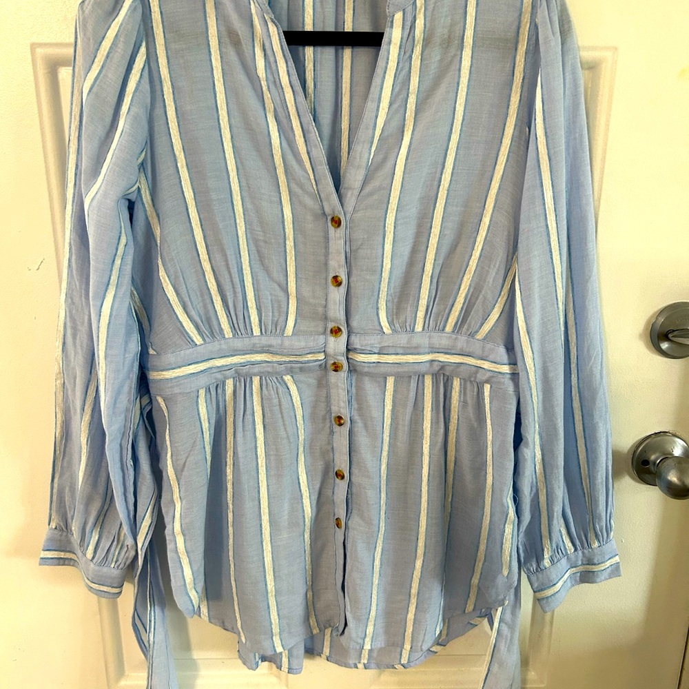 from the heart.of.anthropologie button down blue dress 66170 Sz12 US/16 UK/44EU